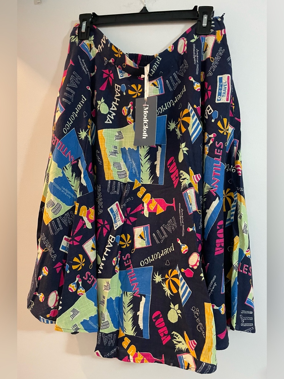 Modcloth Deep Navy Rayon-Linen Blend Skirt Sz.XL